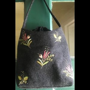 EMBROIDERED WOOL PURSE